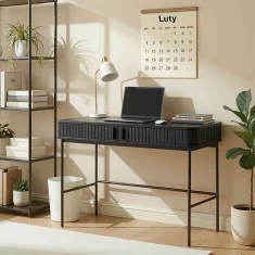 BE TRISH Produživi radni stol 120 cm Crni utor, moderni loft