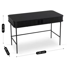BE TRISH Produživi radni stol 120 cm Crni utor, moderni loft