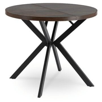 BE LUGO Raztegljivi okrugli stol 90-190 cm Orah/Crni Loft
