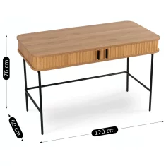 BE TRISH Produživi radni stol 120 cm hrast s utorima, moderni loft