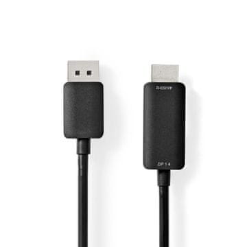 Nedis DisplayPort kabel DisplayPort muški HDMI konektor 4K 60Hz Niklani 2 00 m Okrugli PVC Crni Plastična vrećica