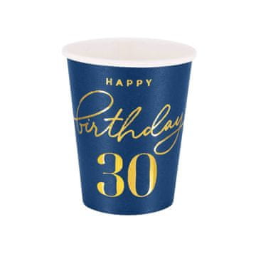 PartyPal Sretan rođendan 30 šalica, tamnoplave boje 220ml 6 kom.