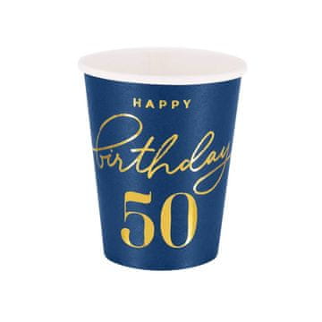 PartyPal Sretan rođendan 50 šalica, tamnoplave boje 220ml 6 kom.