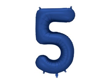 PartyDeco Folija balon broj 5, 86 cm, tamnoplava, satenska