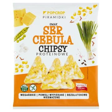 Popcrop proteinski piramidalni čips s okusom sira i luka 60 g