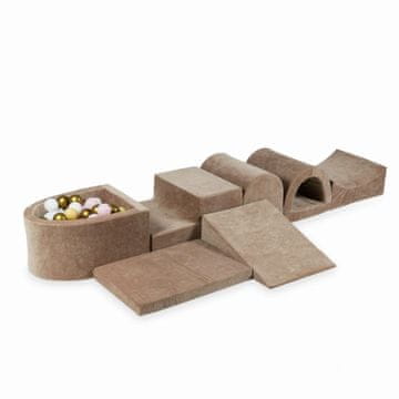 Mi Najveće pjenasto igralište s mikro bazenom Velvet Soft Dark Beige + 100 loptica: bijela, svijetlo ružičasta, bež, staro zlato