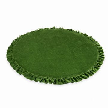 Mi Podloga za igru za djecu 100 cm okrugla s volanima, mekani baršun maslinastozelena
