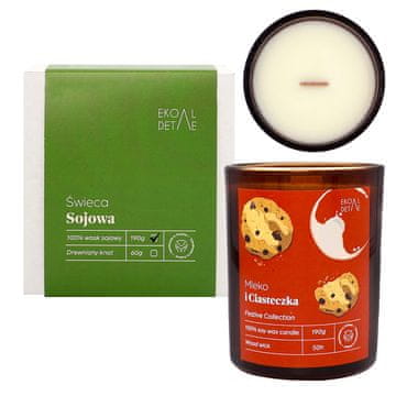 Sojina svijeća Milk and Cookies, vanilija, jabuka, naranča, 190 g, EkoDetale