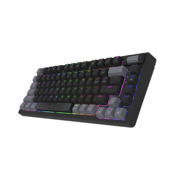 Nikcorp Mehanička gaming tipkovnica ADARA MINI 75%, 81 tipka, RGB osvjetljenje, hot-swap, PBT double-shot kapice, USB-C, žičana, crno-siva, s kotačićem za glasnoću, N-Key rollover, tihi prekidači, premium set