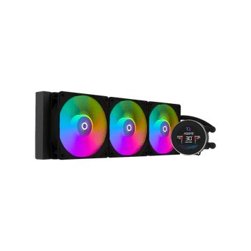 Nikcorp AiO vodeno hlađenje procesora 360 mm s LCD zaslonom, ARGB osvjetljenje, 3x 120 mm ventilatori, bakrena baza, aluminijski radijator, kompatibilno s Intel i AMD platformama, crna boja, tihi rad