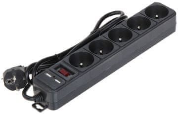 Akyga AK-SP-05U PRODUŽNI UTIČNIK (5 UTIČNICA + 2 USB)