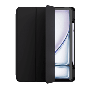 Nikcorp Etui za tablet Rollercase za Apple iPad Air M2 13 inča, zaštitna maska s postoljem i držačem za olovku, izdržljivi TPU silikon, funkcija automatskog buđenja, crna boja, potpuna zaštita od udaraca