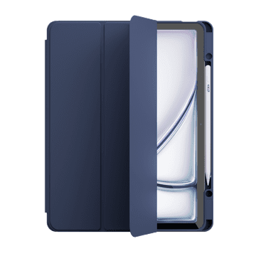 Nikcorp Zaštitna maska Rollercase za iPad Air M2 13 inča, plava, silikonska futrola s držačem za Apple Pencil, funkcija automatskog buđenja i spavanja, ojačani kutovi, sklopivi stalak za tablet, otporna na