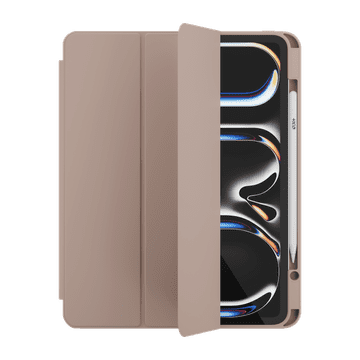 Nikcorp Torbica za tablet Rollercase za iPad Pro M4 13 inča, zaštitna maska s držačem za Apple Pencil, funkcija stalka, auto wake/sleep, ojačani TPU kutovi, silikonska, ružičasta boja, elegantna i
