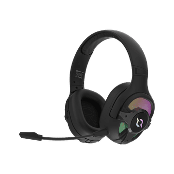 Nikcorp Bežične gaming slušalice preko uha, 50 mm zvučnici, RGB osvjetljenje, 50h rada, 3 načina povezivanja 2.4G/Bluetooth/3.5mm, odvojivi mikrofon, TeamSpeak certifikat, za PC, konzole i mobitele, crne