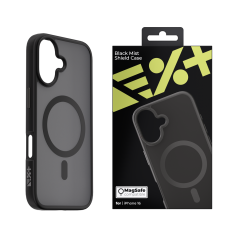 Nikcorp Maskica za iPhone 16 Mist Shield MagSafe zaštitna futrola crna, ojačana PC i TPU maska s magnetskim prstenom za bežično punjenje, povišeni rubovi za zaštitu kamere i ekrana, tanki dizajn, metalne