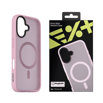 Nikcorp Zaštitna maska Mist Shield za iPhone 16, MagSafe kompatibilna, ružičasta, hibridna maska od polikarbonata i TPU materijala, otporna na udarce i ogrebotine, tanki dizajn s metalnim gumbima, 1 komad