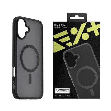 Nikcorp Zaštitna maska Mist Shield za iPhone 16 Plus, MagSafe kompatibilna, čvrsta polikarbonat i TPU konstrukcija, otporna na udarce i ogrebotine, tanki dizajn s metalnim tipkama, duboka crna boja