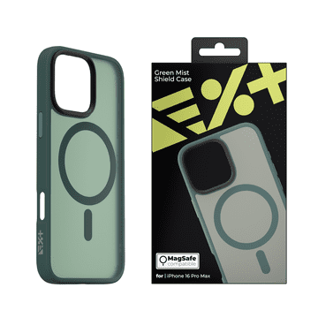 Nikcorp Zaštitna maska Mist Shield za iPhone 16 Pro Max, MagSafe kompatibilna, hibridna PC i TPU maska, tanki slim fit dizajn, zaštita kamere i zaslona, metalni gumbi, izdržljiva zelena boja