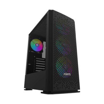 Nikcorp Računalno kućište Midi Tower GACRUX Black, RGB osvjetljenje, 4 ventilatora, bočna ploča od kaljenog stakla, podrška za ATX, Micro-ATX, Mini-ITX, magnetski filtar prašine, crno, 40x20x45 cm