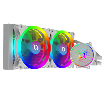 Nikcorp AiO vodeno hlađenje procesora 240 mm, bijelo, ARGB osvjetljenje, bakrena baza, PWM ventilatori 120 mm, kompatibilno s Intel i AMD, tihi rad, za gaming računala, set za učinkovito odvođenje topline