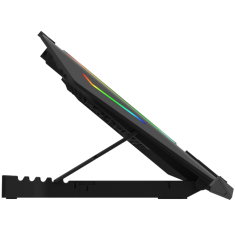 Nikcorp Rashladno postolje za laptop do 17 inča, 2 ventilatora 12,5 cm, RGB osvjetljenje, metalna mrežica, USB hub s 2 porta, LED zaslon, 5 stupnjeva nagiba, crno, za gaming i uredski rad