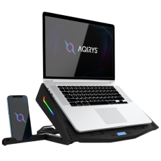 Nikcorp Rashladno postolje za laptop do 17 inča, 2 ventilatora 12,5 cm, RGB osvjetljenje, metalna mrežica, USB hub s 2 porta, LED zaslon, 5 stupnjeva nagiba, crno, za gaming i uredski rad