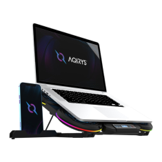 Nikcorp Rashladno postolje za gaming laptop ZENITH, Peltier hlađenje, za laptope do 17 inča, 5 ventilatora, RGB LED, 7 stupnjeva nagiba, SECC čelik i ABS plastika, stalak za pametni telefon, crno