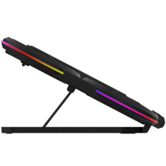Nikcorp Rashladno postolje za gaming laptop ZENITH, Peltier hlađenje, za laptope do 17 inča, 5 ventilatora, RGB LED, 7 stupnjeva nagiba, SECC čelik i ABS plastika, stalak za pametni telefon, crno