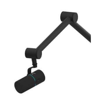 Nikcorp Profesionalni dinamički mikrofon MAGELAN za podcast, USB-C i XLR, kardioidni, 3,5 mm izlaz za slušalice, LED osvjetljenje, 3 m kabel, crni, set s pomičnom rukom i zaštitom od vjetra, za PC, Mac i
