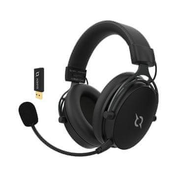 Nikcorp Bežične gaming slušalice 53 mm Hi-Fi 3D stereo, 2,4 GHz, odvojivi mikrofon, baterija 35h, memorijska pjena, aluminijski nosač, kompatibilne s PC, PS4, PS5, Nintendo Switch, crne, zatvoreni dizajn