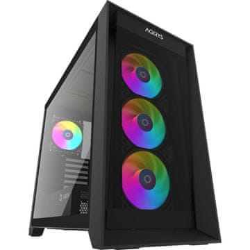 Nikcorp Gaming kućište Midi Tower, panoramsko kaljeno staklo, crno, ARGB hlađenje, 4 ventilatora, podrška za E-ATX, 525x250x460mm, USB-C, prostor za 14 ventilatora, magnetski filtri za prašinu, vrhunske