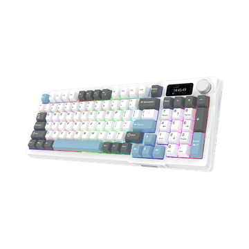 Nikcorp Mehanička gaming tipkovnica 96% bijela, 95 tipki, LCD zaslon, Hot-Swap, RGB osvjetljenje, Double-Shot PBT kapice, linearni prekidači, USB-C kabel 1.8 m, kompatibilna s Windows, macOS i konzolama