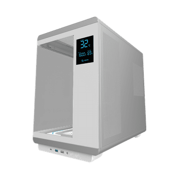 Nikcorp Računalno kućište Mid-Tower Draco bijelo s LCD zaslonom, kaljeno staklo, podrška za ATX/Micro-ATX/Mini-ITX, 4 ARGB ventilatora, USB tip C, prostor za 10 ventilatora, vrhunsko hlađenje, 45x22x48 cm