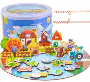Nikcorp Edukativne Magnetske Puzzle Farma, Set 22 Komada, 2 Ribarska Štapa, Promjer 37.5 cm, Razvoj Fine Motorike i Koncentracije, Igra za Djecu