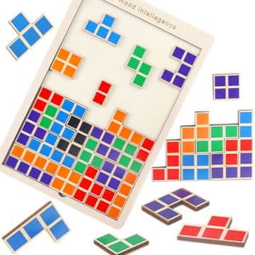Nikcorp Drvena Logička Slagalica Tetris Puzzle za Djecu, Edukativna Kreativna Igra od Prirodnog Drva, Razvoj Kognitivnih Vještina, Dimenzije 30x20 cm