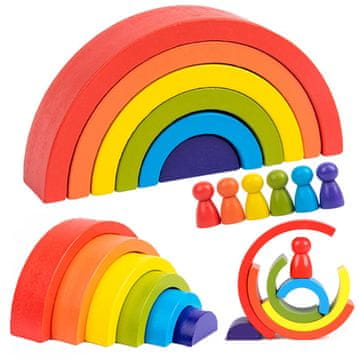Nikcorp Drvena slagalica Rainbow sa zaticima, edukativna logička igračka za djecu, potiče finu motoriku i prostornu maštu, učenje boja kroz igru, visokokvalitetno drvo, višebojni motiv duge, dimenzije