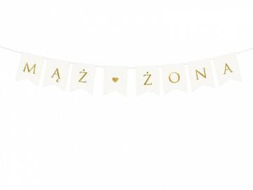 Bijeli banner za muža i ženu 15x110 cm GRL67-008
