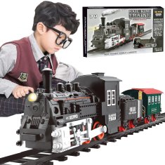 Nikcorp Električni Vlak Igračka Set Komplet 13 Dijelova s Efektom Dima i Svjetla, Realistični Zvukovi, Podignuta Lokomotiva, Max Površina Tračnica 163x75 cm, Za Djecu od 3 Godine, Napajanje na 4xAA Baterije