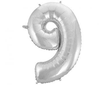 GoDan B&C folijski balon "Broj 9", srebrni, 92 cm FG-C85S9