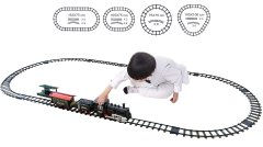 Nikcorp Električni Vlak Igračka Set Komplet 13 Dijelova s Efektom Dima i Svjetla, Realistični Zvukovi, Podignuta Lokomotiva, Max Površina Tračnica 163x75 cm, Za Djecu od 3 Godine, Napajanje na 4xAA Baterije