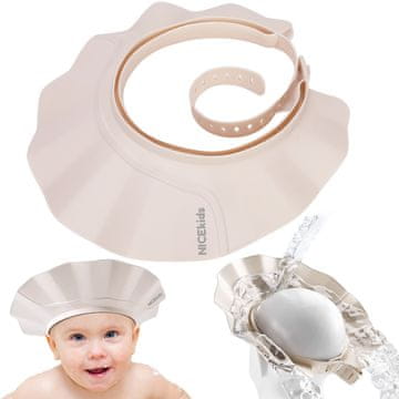 Nikcorp Štitnik za kupanje i pranje glave, podesivi vodootporni štitnik za tuširanje za djecu i odrasle, bež, promjer 24 cm, materijal plastika i silikon, 21-stupanjsko podešavanje, siguran i udoban