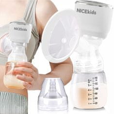 Nikcorp Električna izdajalica za grudi, prijenosna, trofazna, tiha, 180 ml, BPA Free, LCD zaslon, USB-C punjenje, 1000 mAh baterija, 3 načina rada, 0.52 kg, za aktivne mame