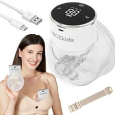 Nikcorp Prijenosna električna izdajalica, bežična hands-free, 3 načina rada, tiha (36-40 dB), 210 ml, LCD zaslon, USB-C, silikon bez BPA, 14.5x11.5x8 cm