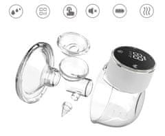 Nikcorp Prijenosna električna izdajalica, bežična hands-free, 3 načina rada, tiha (36-40 dB), 210 ml, LCD zaslon, USB-C, silikon bez BPA, 14.5x11.5x8 cm