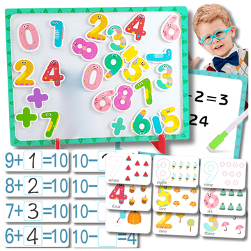 Nikcorp Drveni magnetski set s brojevima i pločom za pisanje, edukativna igra za učenje brojanja i matematike, 22.5x30 cm, višebojni