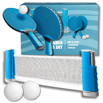 Nikcorp Set za stolni tenis 5 komada Crno Crveni s rollnet mrežom do 165 cm, 2 reketa, 2 loptice, univerzalna montaža, za unutarnje i vanjske prostore, rekreativne i sportske igre, visoka preciznost udaraca