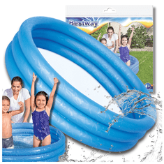 Nikcorp Dječji bazen na napuhavanje 122x25 cm, plavi, PVC 0.19mm, 140L, 3 zračne komore, s zakrpom za popravak, idealan za vrt i terasu, za djecu