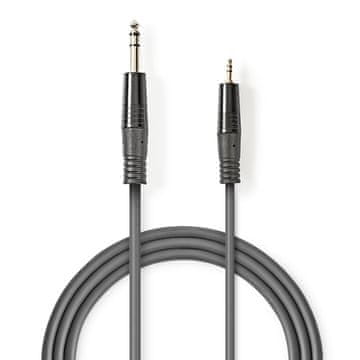 Nedis Stereo audio kabel 6 35 mm muški 3 5 mm muški Niklani 3 00 m Okrugli Tamno sivi Kartonski omot