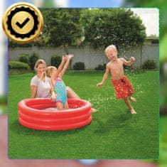 Nikcorp Dječji Napuhani Bazen 122x25 cm Crveni PVC 140L, 3 Zračne Komore, Set S Zakrpom, Siguran Za Djecu, Brza Priprema, Prijenosni